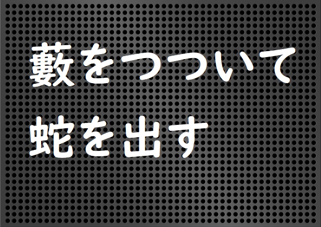 藪をつついて蛇を出す 藪をつついて蛇を出して 藪をつついて蛇を出した の意味と例文 論文 小論文の書き方